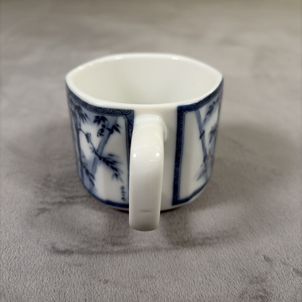 Porcelain Japanese Fan Snack Plate With Cup & Saucer Bamboo Blue & Pink Charity - Picture 7 of 16